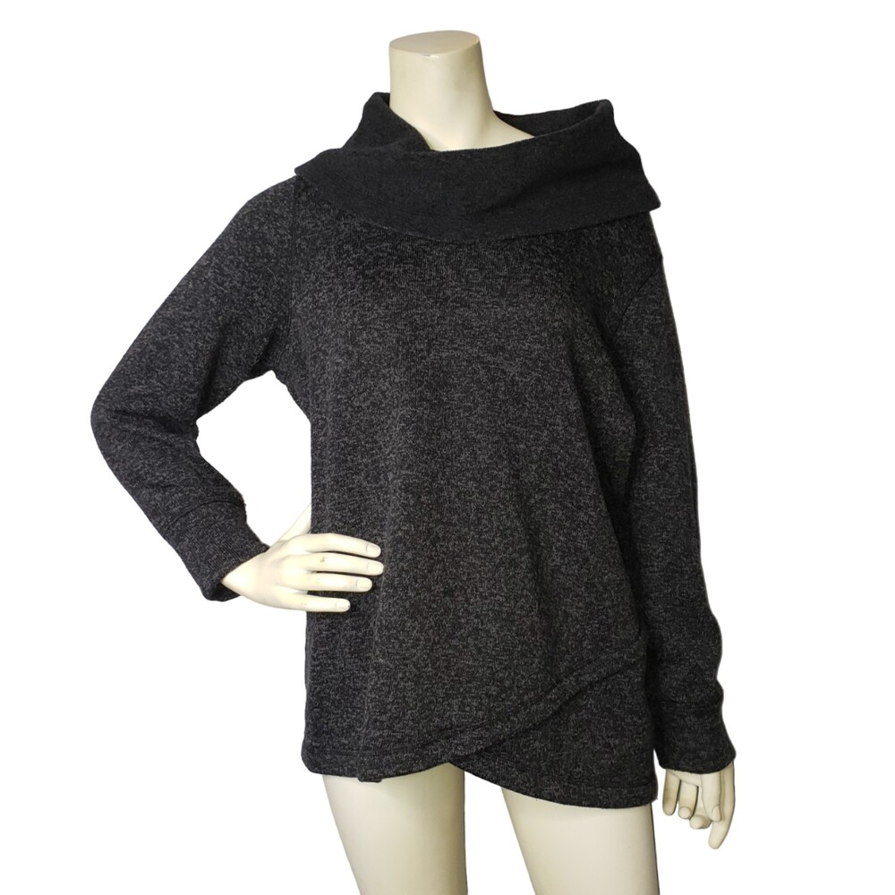 IDEOLOGY Dark Charcoal Gray & Black Cowl Neck Sweater Size 1X